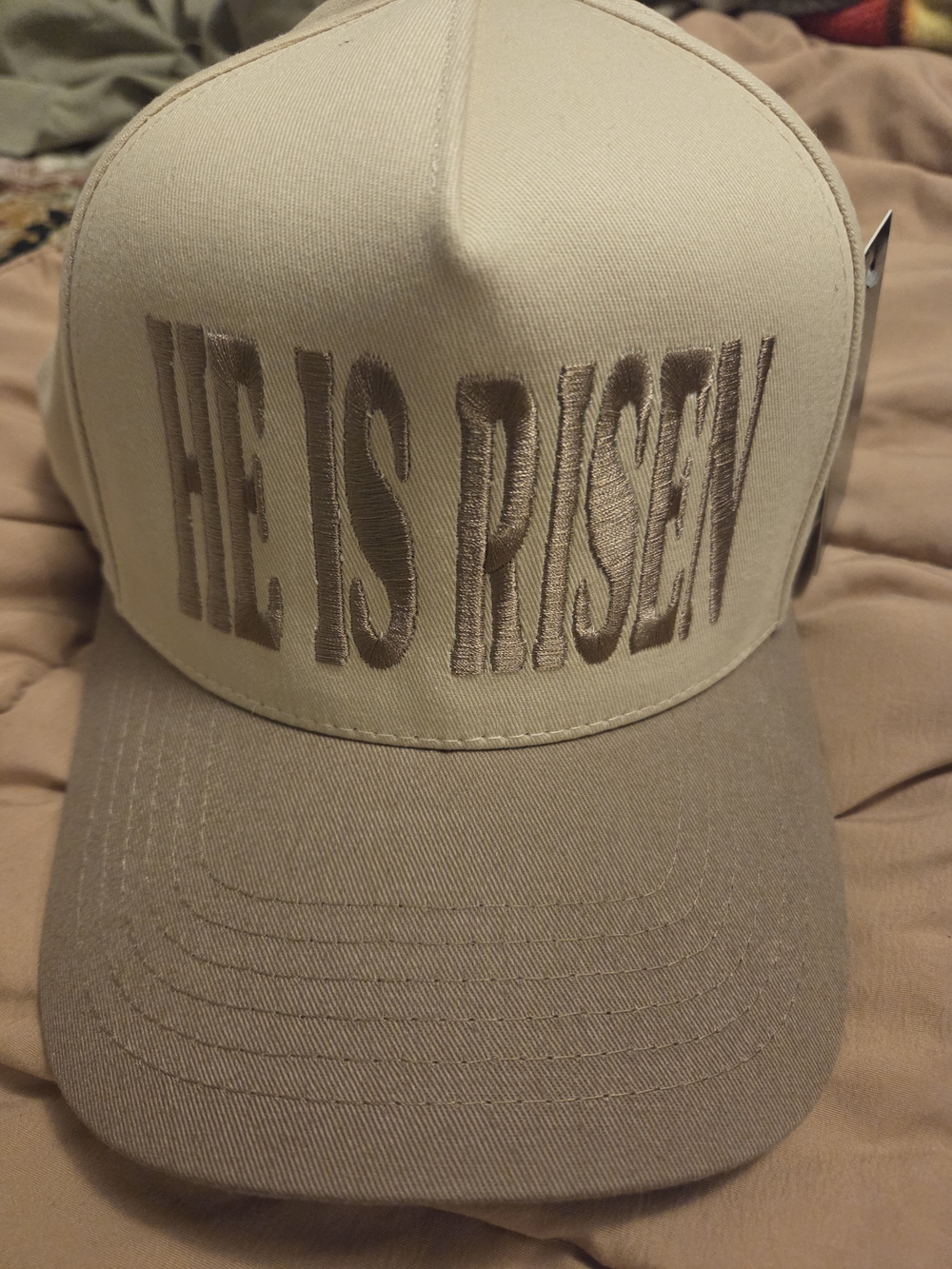 He Is Risen NWT Cream/Tan Embroidered Baseball Cap